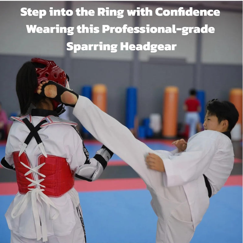 Taekwondo Sparring Head Guard, Competition Protection Headgear for Taekwondo, Karate and Martial Arts blue and red Large - BeesActive Australia