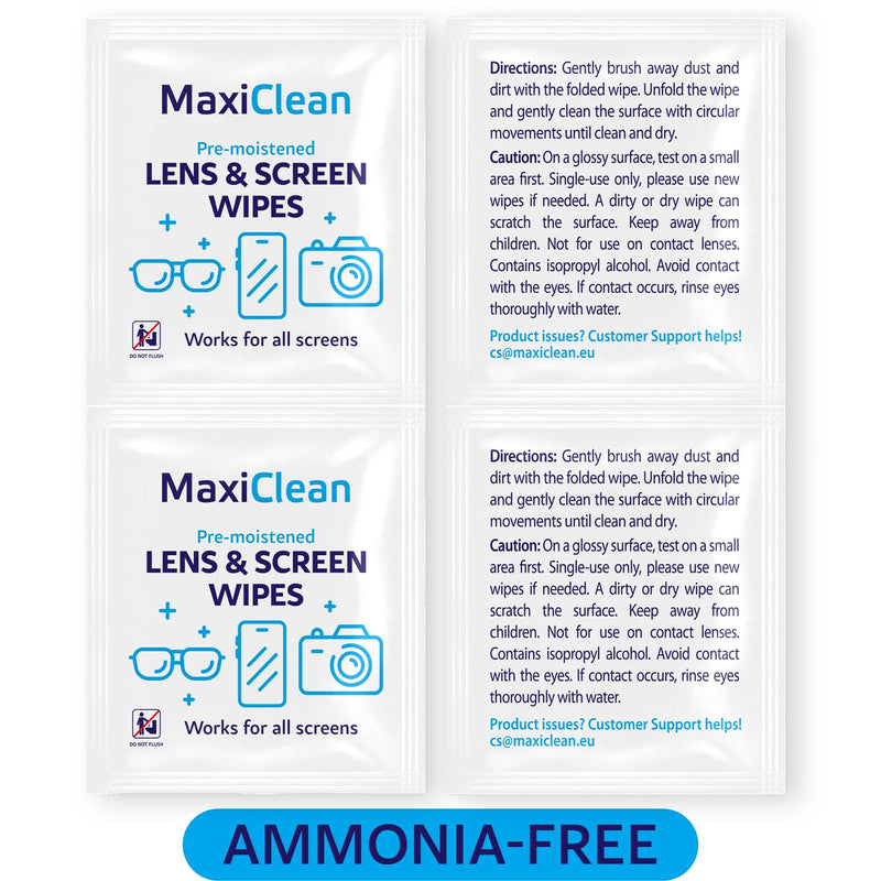 Lens Wipes for Eyeglasses ‚Äì 200 Lens Wipes Individually Wrapped, Pre-moistened Eyeglass Cleaning Wipes, for Glasses Cleaner, Sunglasses, Camera Lenses, Laptop Screens, Phones, Happy Eye Glasses