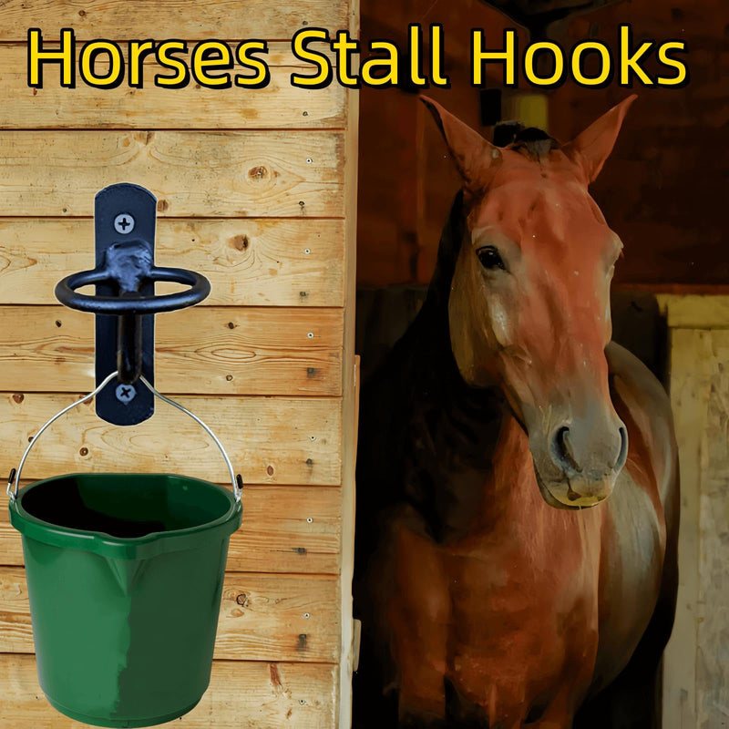 Water Bucket Hook for Horses Metal Bucket Hangers for Horse Stalls Wall Mount Bucket Holder for Grain Feed Stable Farmhouse Supplie (Black) Black - BeesActive Australia