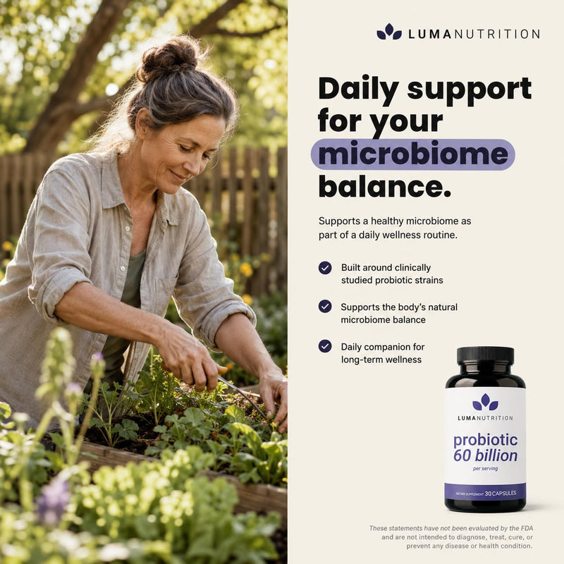 Luma Nutrition Probiotics Digestive Health for Men and Women - 30 Capsules (Pack of 2) 60 Count (Pack of 2)