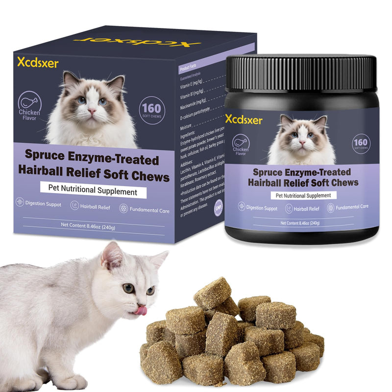 Hairball Control Soft Chews for Cats, Chicken Flavor - Reduces Hairballs & Shedding, Supports Skin & Coat Health, with Apple Pomace & Psyllium Husk, for All Ages 1