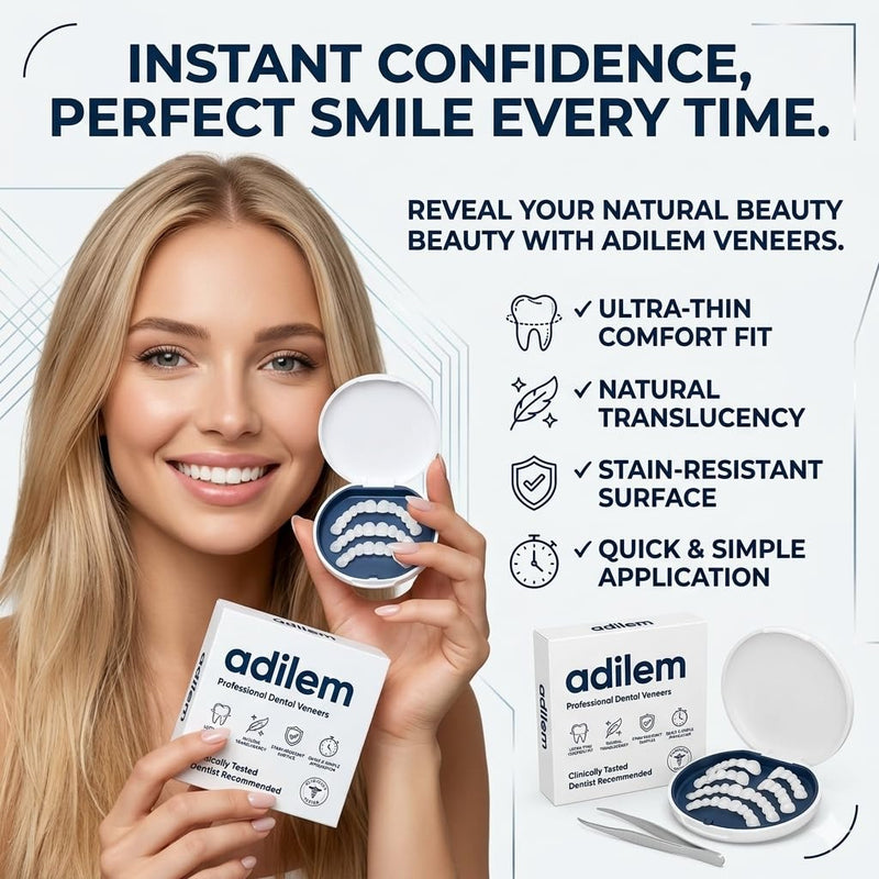 Snap On Veneers for Women & Men, Instant Smile Enhancer Cosmetic Teeth Covers, Natural White Temporary Dentures for Missing, Stained or Broken Teeth, Smile Restoration Kit with Portable Travel Case