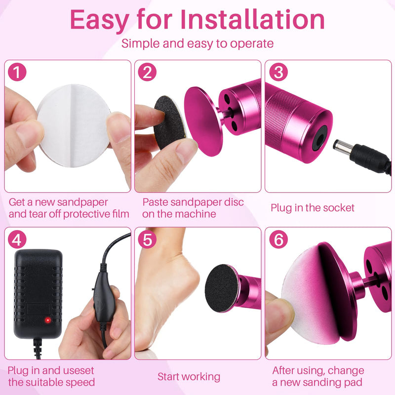 Electric Foot File Tool - Callus Remover for Feet, 2-in-1 Nail Grinder, Adjustable Speed with 60 Sandpaper Discs, Rose - BeesActive Australia