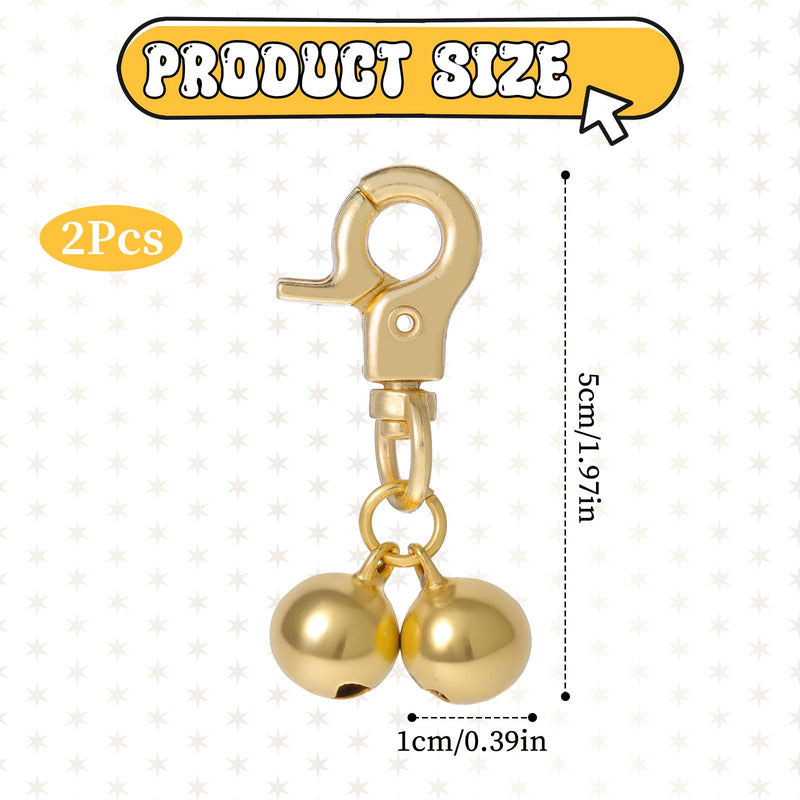 2 Pcs Gold Bells for Dog Collars Cat Bell for Pet Collar Pet Bell with Heavy Duty Snap Clips Pet Pendant Accessories Pet Christmas Gift Training Pet Collar Charms - BeesActive Australia