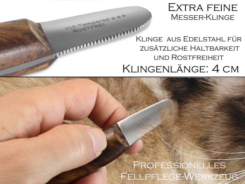 Trimming knife for the ears of dogs and cats with very fine teeth. For erect ears, head, paws, fur care. Small version fur knife dog scissors knife comb - BeesActive Australia