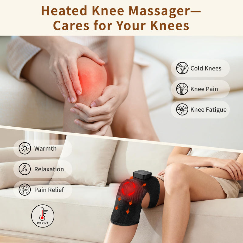 Nekteck Knee Massager with Heat - Cordless Heated Knee Brace with Vibration for Pain Relief, Rechargeable Knee Heating Pad with 5 Heat Levels and 3 Massage Mode, Ideal Gift for Mom Dad MD-KP03 - BeesActive Australia