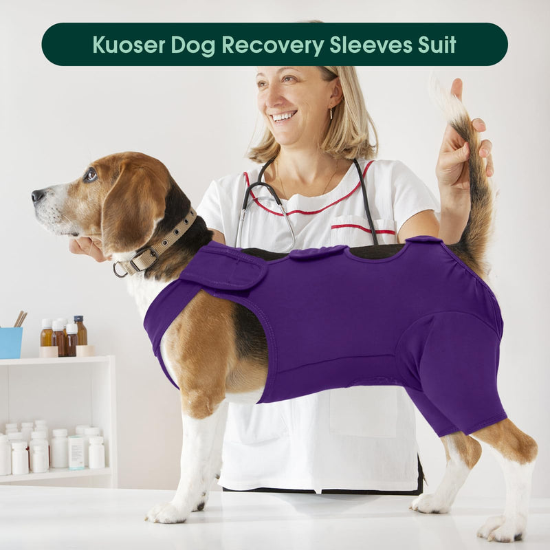 Kuoser dog bodysuit after surgery, dog bodysuit after surgery body for dog castration male dog, dog recovery suit, dog leg protection bodysuit, anti-wound licking surgery body dog, dog neck brace alternative, purple XL XL (chest: 67-81cm) brilliant purple - BeesActive Australia