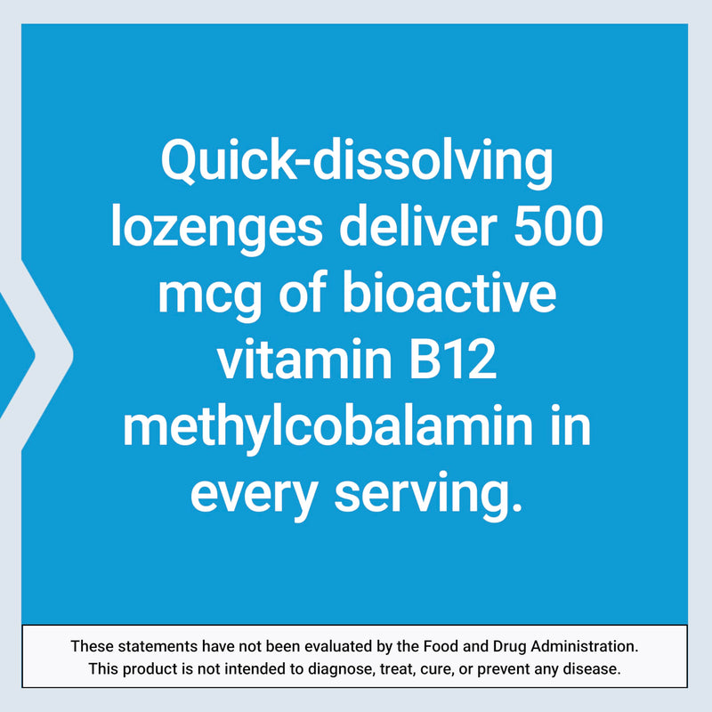 Life Extension Vitamin B12 Methylcobalamin 500mcg - Vitamin B12 Supplement for General Energy and Brain Health - Sugar Free Vegetarian Lozenges Dissolve in Your Mouth - Once Daily - 100 Count | Quick-Dissolving Methylcobalamin B12 for Nerve Health, Cog...