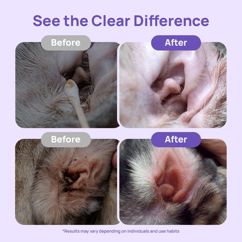 HICC PET Ear Cleaner for Dogs & Cats, 118ml Dog Ear Wah for Soothing Ear Discomfort, Dog Ear Drops To Stop Wax Build Up, Head Shaking, Scratching Ear Odour (116ml) 116ml