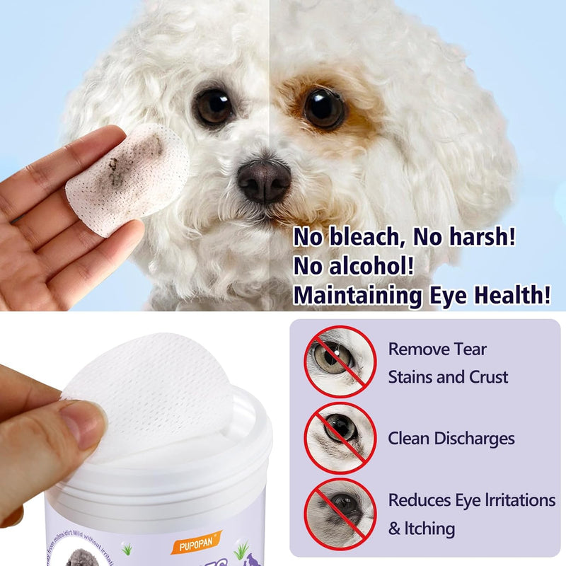 Dog Eye Wipes, 130 Count Universal Cat and Dog Tear Stain Remover Wipes, Hypoallergenic Natural Grooming Wipes for Pets Eyes Ears Nose - BeesActive Australia