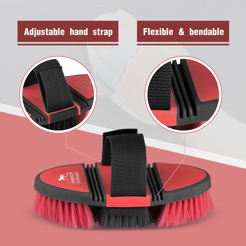 Harrison Howard Flexible Finish Brush Horse Grooming Brush Bendable Brush Convenient for Horse Scrubbing Comfortable Hold in Hand Red - BeesActive Australia