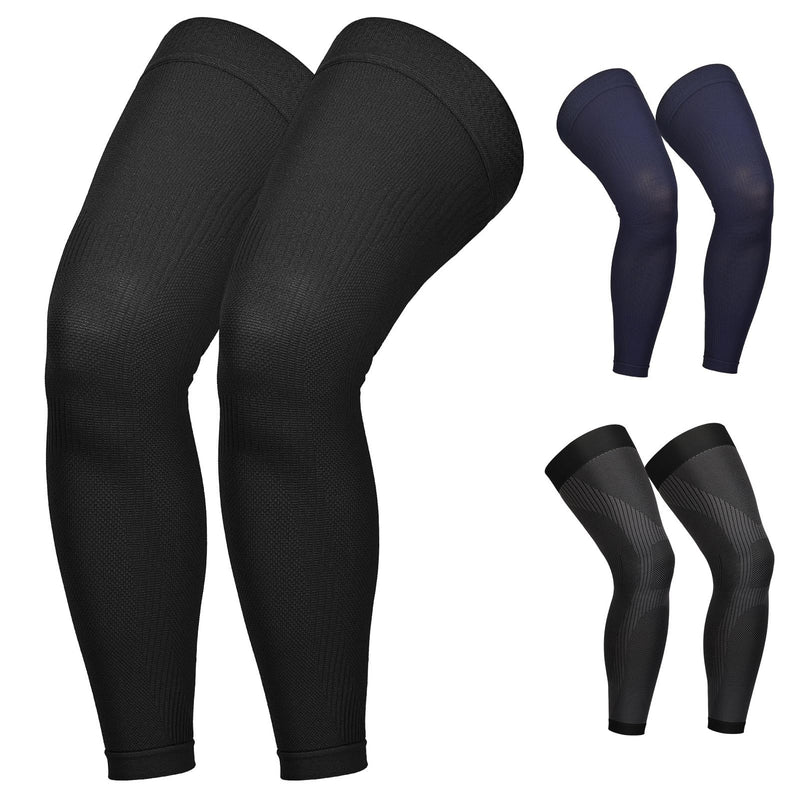 KEKING Full Leg Compression Sleeves, 20-30mmHg Graduated, Unisex, Running All Black X-Large