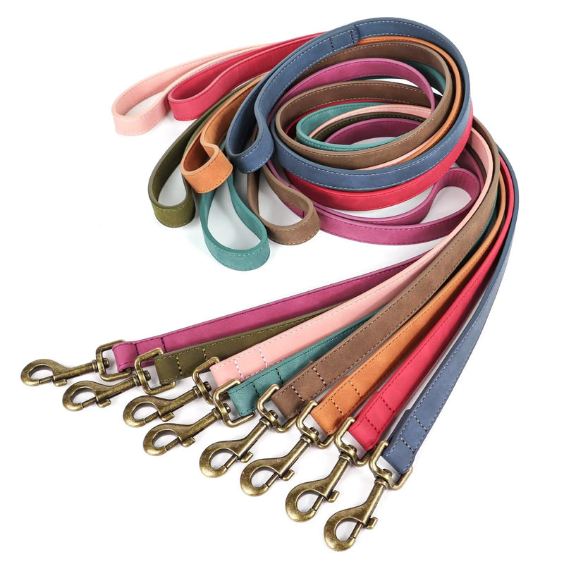 Didog Leather Dog Leash, Colorful Heavy Duty Dog Leash 4ft, Strong and Durable Leather Leash, Walking and Training Dog Leashes for Small Medium Dogs,Light Brown Light Brown - BeesActive Australia
