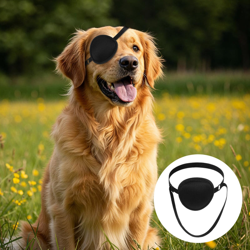 2pcs Eye Patch for Dogs, Adjustable Dog Eye Patch, Soft and Comfortable Eyes Patches, Used for Postoperative Eyes Injuries in Medium and Large Dogs, Black