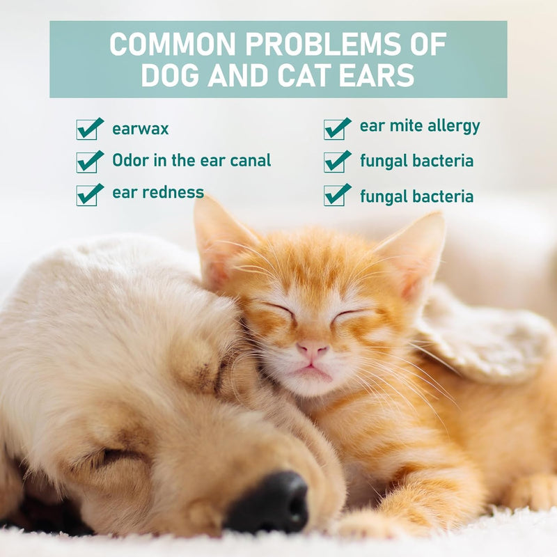 Dog Ear Drops,Dog Ear Cleaner,Non Irritating Antibiotic Ear Drops,Dog Ear Infection Treatment for Dogs Cats Comes with 4 Pet Cleaning Finger Cots