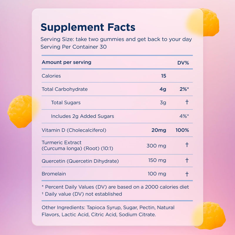 Canary Swift Soother Gummies | Bromelain, Curcumin, Quercetin, and Turmeric Supplement for Joint Health & Digestion - Vegan Tropical Pineapple Flavor, 60 Gummies
