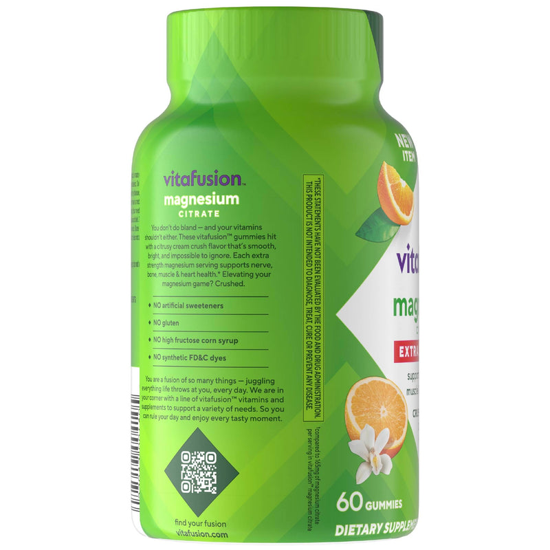 Vitafusion Magnesium Citrate Gummies | 165mg | 60 Gummy Vitamins | for Adult Women & Men | Orange Vanilla Flavor | Gluten-Free Supplement