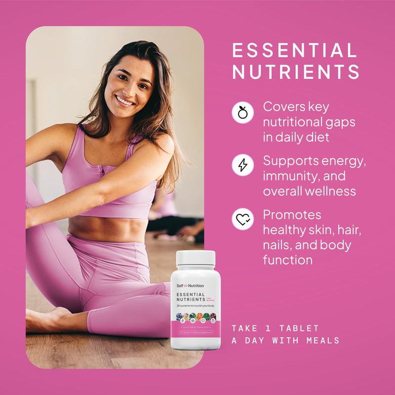 SELF NUTRITION Vegan Multivitamins for Women - Once Daily - 28 Nutrients - Boost Energy, Sleep, Hair, Skin, Nails & Reduce Cravings - Keto, Vegan, Gluten Free, Made in USA, 2-Months Supply Multivitamin