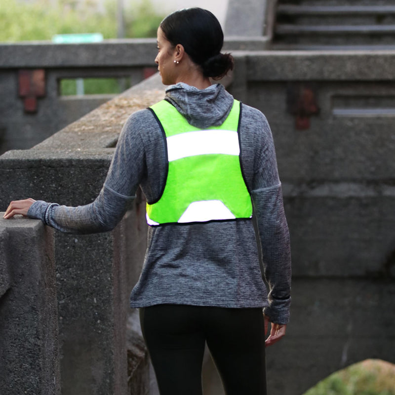 Amphipod Full-Visibility Reflective Vest, Outdoor Safety Running Gear for Road Running, Jogging & Walking Small-Medium Hi-viz Green
