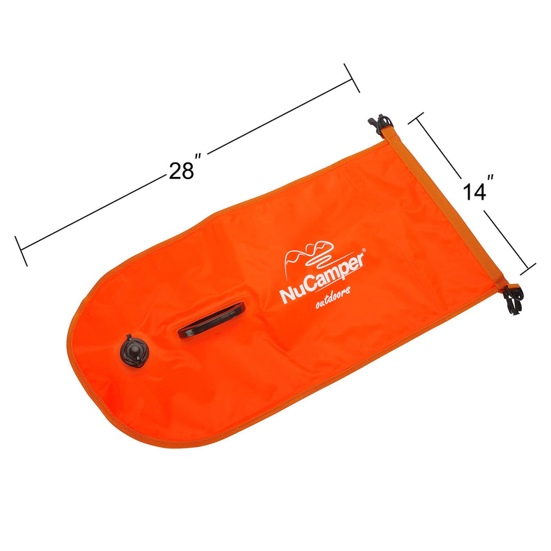 NuCamper Swim Buoy for Open Water Swimmers With Adjustable Waist Belt, Waterproof Dry Bag, Swim Bubble For Safty Swimming, Training Snorkeling, Kayaking, Boating,Beach Bags Large Capacity 28L Orange