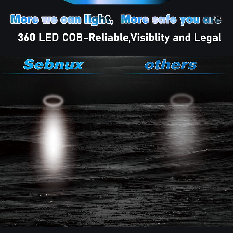Portable Battery Power Boat Navigation Light - Bow and Stern for Pontoon and Small Boat (Black) Black