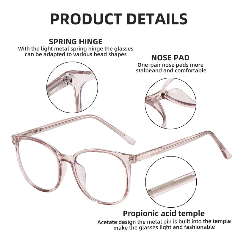 FONHCOO Blue Light Blocking Glasses Fashion Round TR90 Frame Transparent Eyewear Anti UV Computer Glasses for Women Men Light Brown - BeesActive Australia
