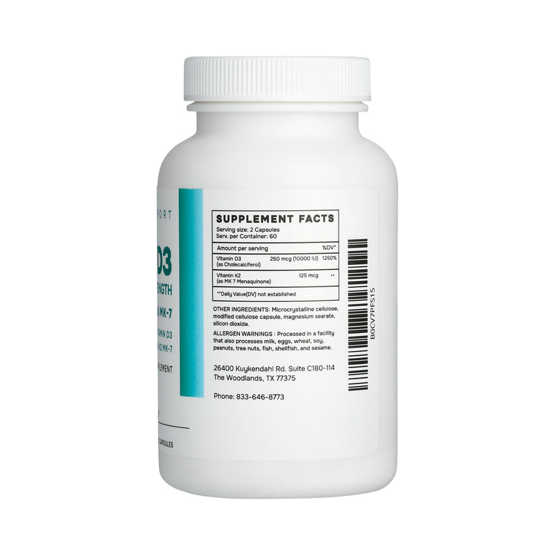 Vitamin K2 + D3 Extra Strength Supplement - 120 Capsules with MK-7 for Bone and Heart Health Support - Essential Nutrients for Calcium Absorption and Immune Function