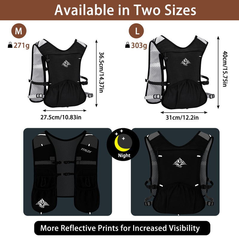 Running Hydration Vest for Women Men - Waterproof Running Water Backpack Hydration Pack with 12 Pockets, Lightweight Water Vest for Hiking Trail Cycling Marathon Race Black-Only Vest Medium - BeesActive Australia