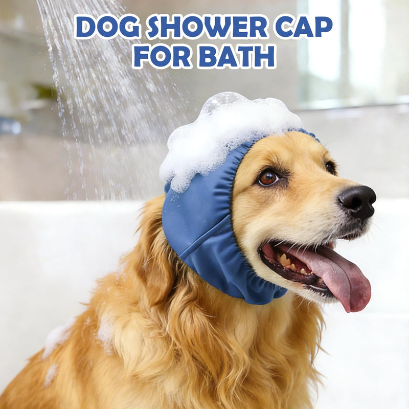 Dog Ear Covers for Bath Swimming, Waterproof Ear Wrap for Dogs, Pet Ear Muffs for Grooming Noise Protection, Elastic Calming Ear Caps (S) Blue Small