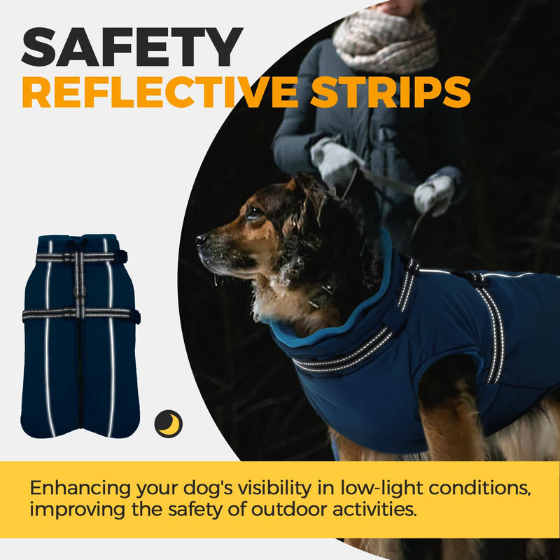 Lelepet Dog Coat,XX-Large Dog Coat with Harness Waterproof Dog Jacket Warm Dog Winter Coat with Harness Dog Fleece Jacket Dog Padded Vest Dog Snow Jacket Reflective Dog Coats for Large Dogs,Weimaraner XX-Large Blue - BeesActive Australia