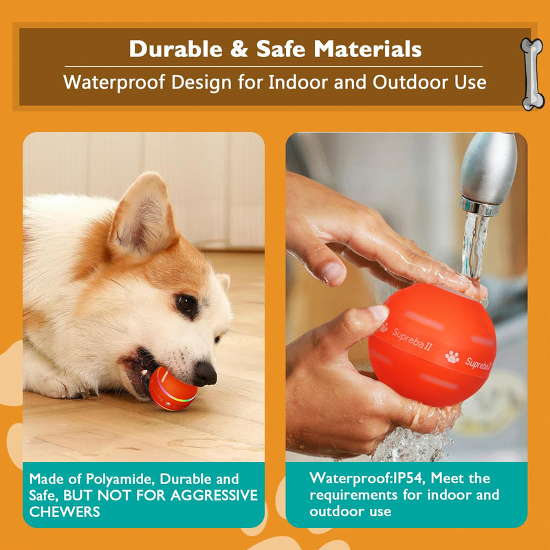 PetDroid Interactive Dog Toys Dog Ball,[2025 Newly Upgraded] Durable Motion Activated Automatic Rolling Ball Toys for/Small/Medium/Large Dogs,USB Rechargeable (Orange) Orange - BeesActive Australia