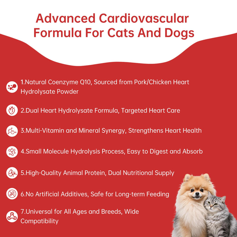 Cardio Bites for Cat & Dog - Cat & Dog Heart Supplement with Taurine,L-lysine,L-Carnitine, & CoQ10 - Promotes Normal Circulation and Heartbeat，Dog Heart Health Supplement- 140 Soft Chews