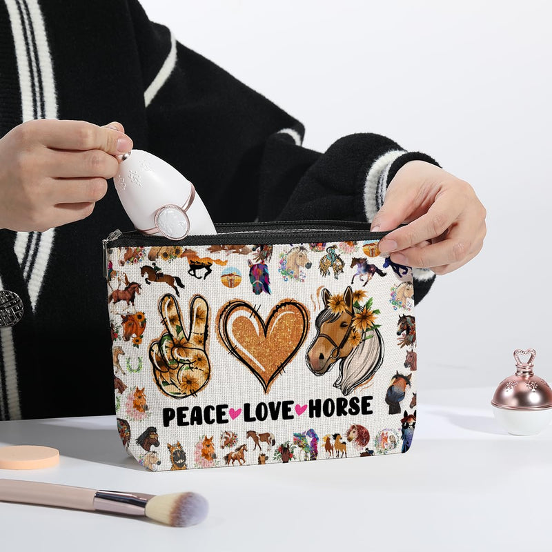 Horse Gifts for Girls Horse Makeup Bag Cowgirl Equestrian Travel Toiletry Makeup Organizer Zipper Pouch Horseshoe Horse Gifts for Girls - BeesActive Australia