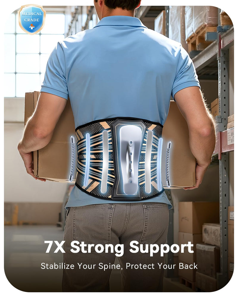 Ultra Breathable Back Brace for Lower Back Pain Relief,[Medical Grade & Copper Infused] Lumbar Support Belt with Bionic Support System, Adjustable Back Support Brace for Sciatica,Herniated Disc,Men&Women Black Large - BeesActive Australia