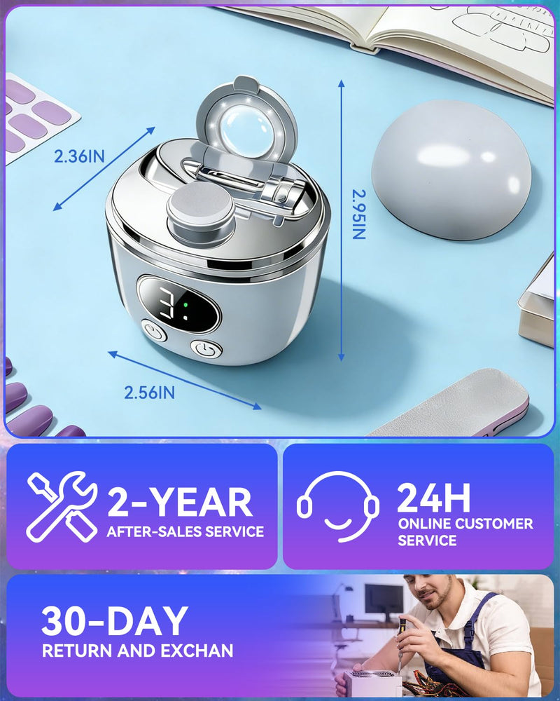 2026 Pro 6.0 Upgraded Electric Nail Clipper【Top1 German Motor +56% Power】【3 Speeds & Double Mouth Blade】【LED Light & Magnifier Assistance】Clear Vision, Precise Trimming (Suitable for Families,Seniors) Gray