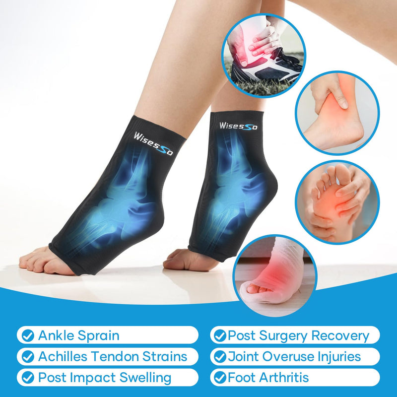 Ankle Ice Pack Wrap, Achilles Tendonitis Brace for Hot & Cold Compress, Resuable Ankle Ice Pack for Injuries, Swelling, Plantar Fasciitis, Sprained, Pain Relief (Black, 1 Pack) Black L-1pc - BeesActive Australia