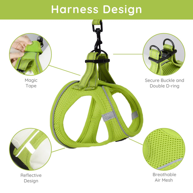 BELLA & PAL Puppy Harness with Leash Set, Dog Harness for Small Dogs No Pull, Dog Leash for Small Dogs, Step in Harness for Extra Small Dogs, Avocado Green Harness, S - BeesActive Australia