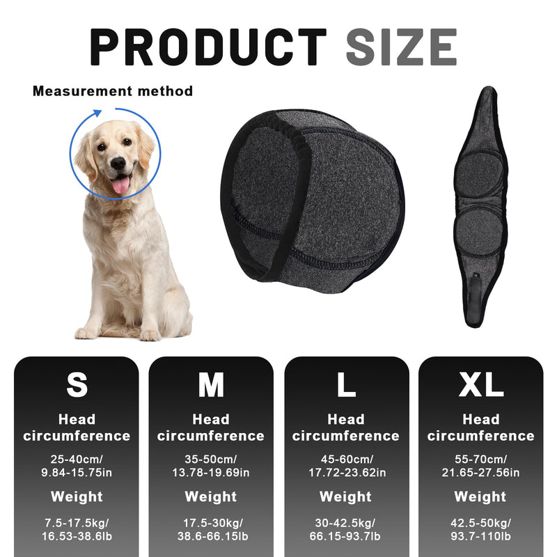 Thickened Neoprene Dog Ear Cover, Adjustable Waterproof Dog Head Wrap for Noise and Anxiety Relief, Ear Protection for Dogs (Gray, XL) Dark Gray