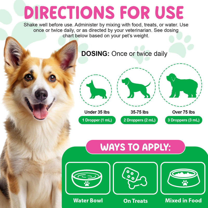 Bladder & Kidney Support for Dogs, 100% Natural Urinary Tract Treatment for Dogs 60ml, Supports Healthy Kidney Function and UTI Care Dog with Rehmannia, Immune System Booster Dog with Radix Astragali