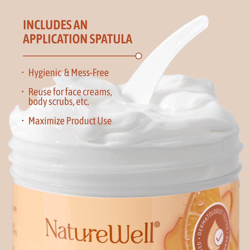 NatureWell Clinical Vitamin C Brighten & Hydrate Moisturizing Body Cream | Hydrating Face & Body Lotion with Coconut Oil, Helps Improve Uneven Skin Tone & Dark Spots, Anti-Aging Moisturizer 10 Ounce (Pack of 1)