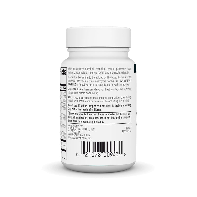 Source Naturals Coenzymate B Complex - 60 Lozenges | Peppermint Flavored Vitamin B that Melts in Mouth 60 Count (Pack of 1)