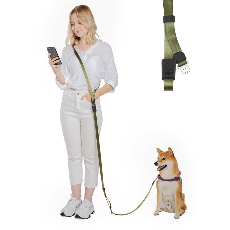 SVD.PET 4-in-1 Hands Free Dog Leash, Versatile Crossbody/Waist Dog Leash with Easy Release Buckle, Easy Adjust to Fit Your Body and Waist for Walking, and Running Your Doggy (Army Green) Army Green