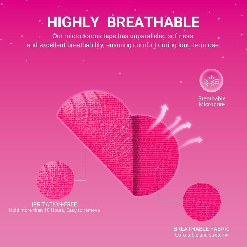 30 Pcs Pink Premium Strip Hypoallergenic Painless, Strong Adhesive Tape Multi-Functional for Sleeping, Books, Bowling, Heel Cotton - BeesActive Australia