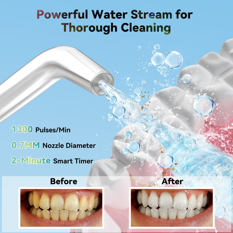 Mini Water Flosser for Teeth,Travel Dental Flosser Picks, Portable Oral Irrigator with Telescopic Water Tank, 5 Modes IPX7 Waterproof Tooth Flosser for Brace, Sensitive Teeth, with Storage Bag Pink