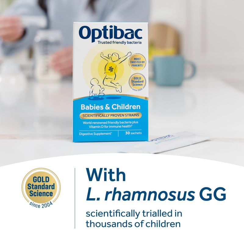 Optibac Probiotics Babies & Children - Kids Probiotic + Vitamin D for Immune Support - Most Trusted by Parents - 30 Sachets