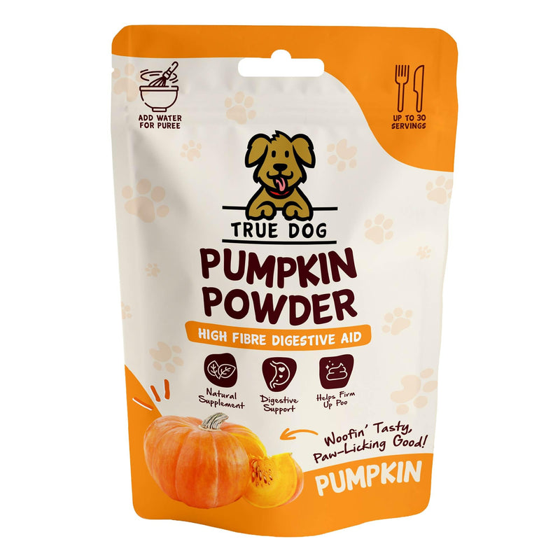 True Dog Pumpkin Powder for Dogs (250g - Up to 30 Servings) Dog Food Topper with Vitamin A and Fibre for Dogs, Firms Up Stools and Supports Eye Health - Natural Pet Supplement