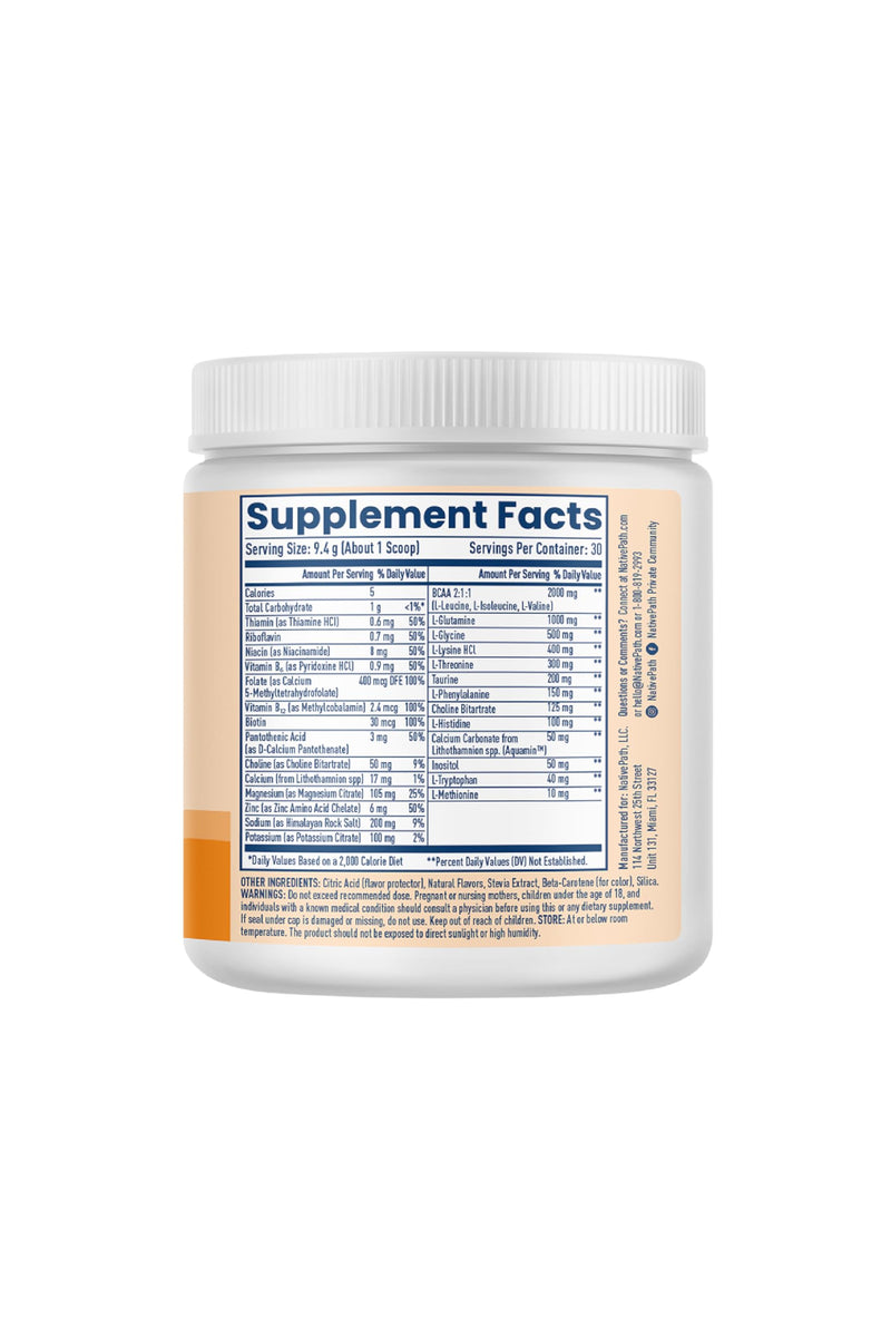 NativePath Native Hydrate, Zero Sugar, Electrolytes Powder with BCAAs, Tangerine Hydration, Keto & Paleo Friendly, 30 Servings (Pack of 2) 9.95 Ounce (Pack of 2)