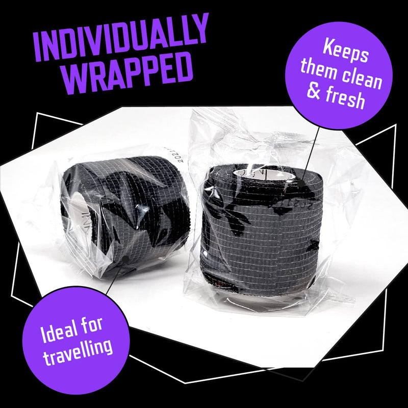Inksafe Black Self Adhesive Cohesive Bandages Adhesive Bandage Grip Wrap Tattoo 5cm x 4.5m Box of 12 - BeesActive Australia