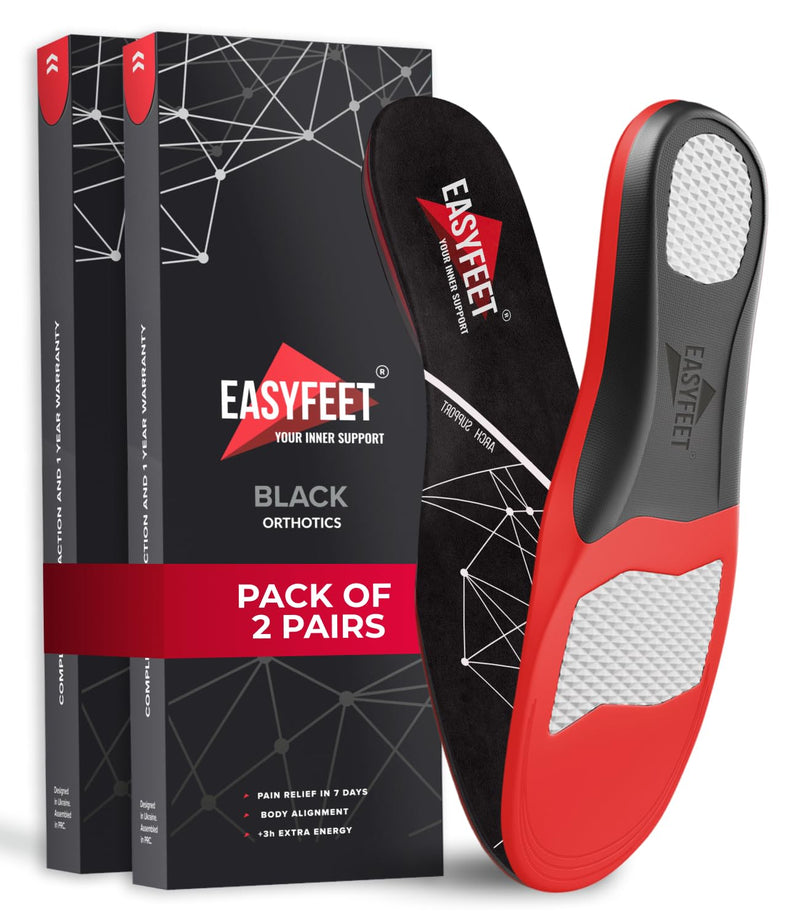 Premium Anti-Fatigue Shoe High Arch Support Insoles Men Women - Plantar Fasciitis Inserts - Orthotic Inserts Shoe Soles Standing All Day - Flat Feet Foot - Work Boot Insoles - 2 Pairs Black XS Pack of 2 Black XS (Men 4.5-6.5/Women 5.5-7.5)