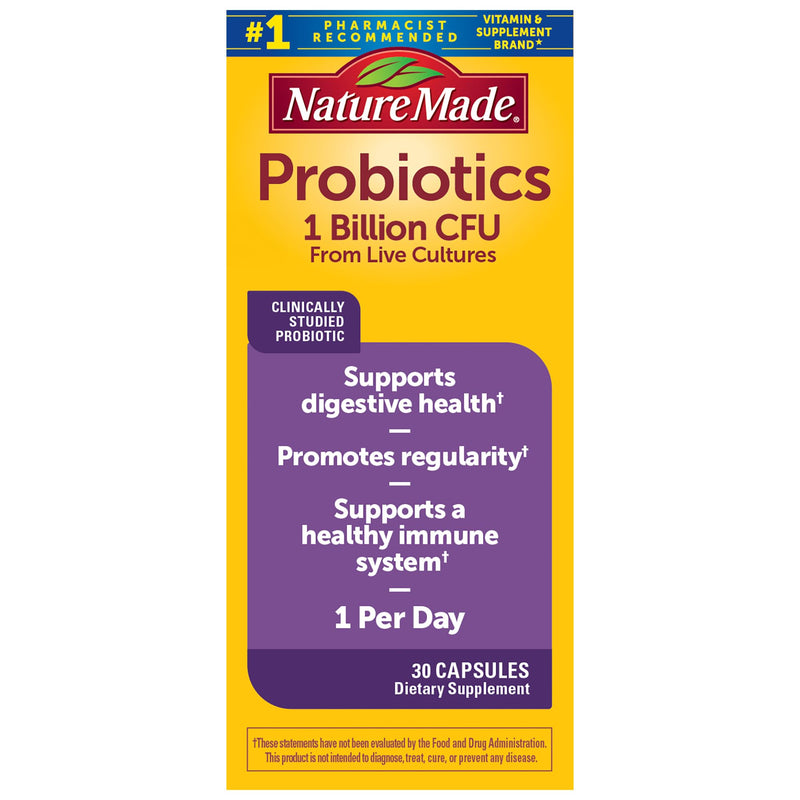 Nature Made Probiotics for Women and Men, Probiotic Capsules 1 Billion CFU from Live Cultures for Immune & Digestive Support, 30 Capsules, 30 Day Supply,(Pack of 2) 30 Count (Pack of 2)